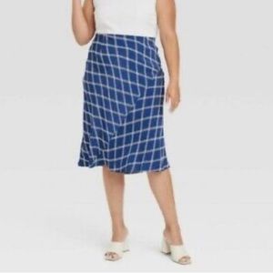 NWT Ava & Viv blue plaid skirt 2x